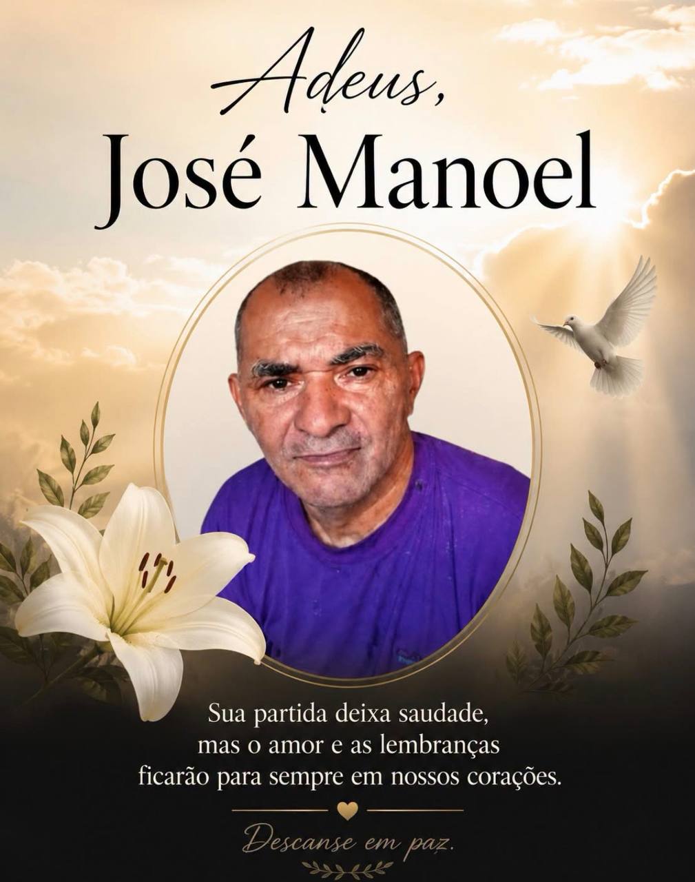 José Manoel foi encontrado morto; infelizmente 😔🕊️