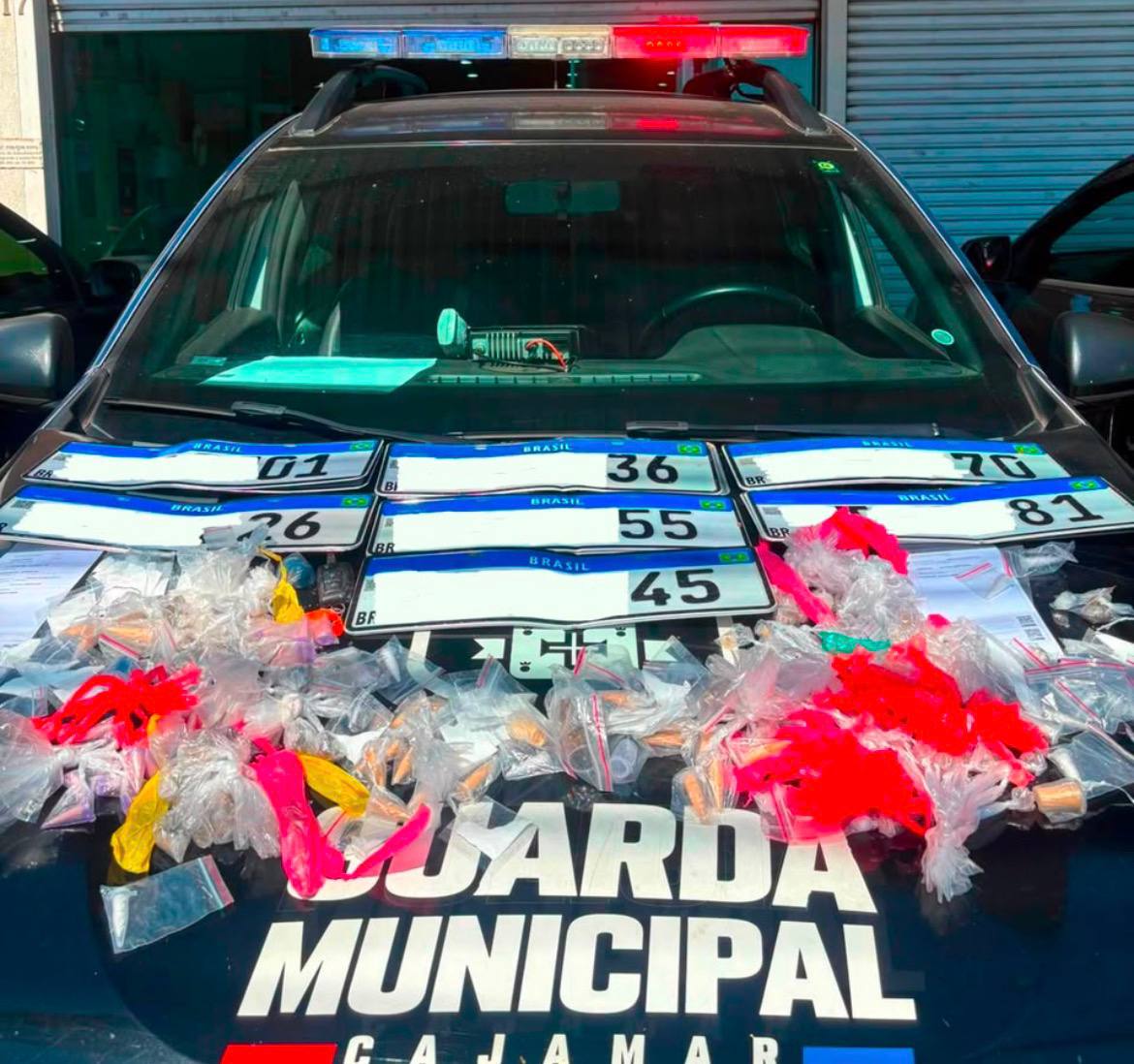 Guarda Municipal apreende entorpecentes placas adulteradas